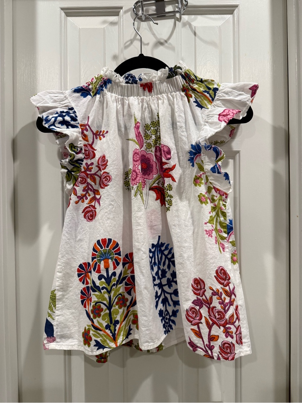THML White Off-Shoulder Floral Tunic with Multicolor Print